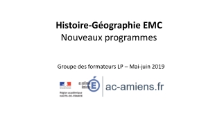Histoire-Géographie EMC Nouveaux  programmes