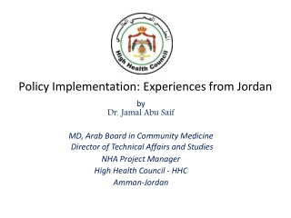 Policy Implementation: Experiences from Jordan