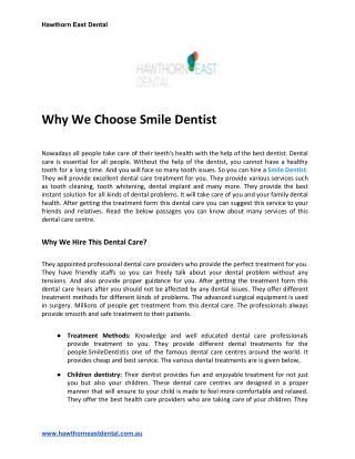Why We Choose Smile Dentist
