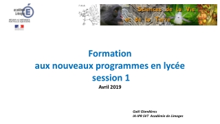 Formation  aux nouveaux programmes en lycée  session 1 Avril 2019