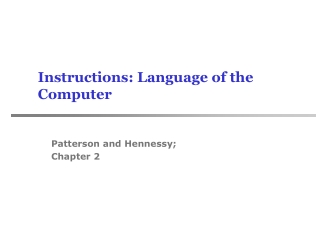 Instructions: Language of the Computer