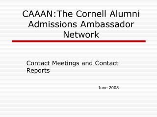 CAAAN:The Cornell Alumni Admissions Ambassador Network