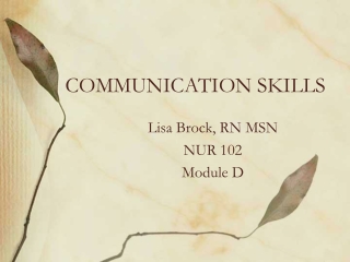 COMMUNICATION SKILLS