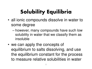 Solubility Equilibria