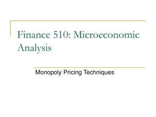 Finance 510: Microeconomic Analysis