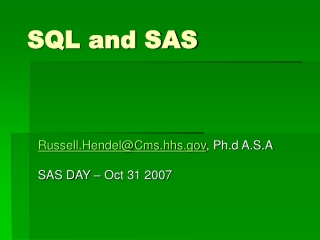 SQL and SAS