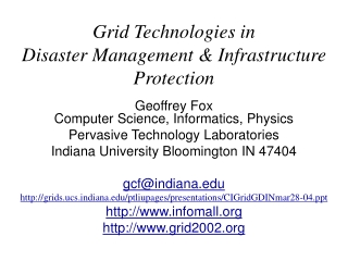 Grid Technologies in  Disaster Management &amp; Infrastructure Protection