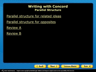 Writing with Concord Parallel Structure