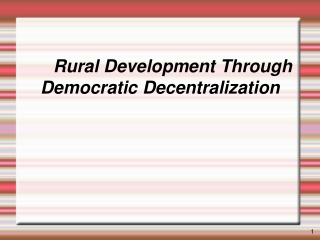 Rural Development Through Democratic Decentralization