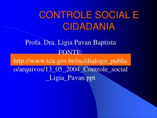 CONTROLE SOCIAL E CIDADANIA