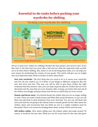 Essential to-do-tasks before packing your wardrobe for shifting