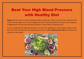 Beat your high blood pressure with healthy diet
