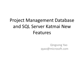 Project Management Database and SQL Server Katmai New Features