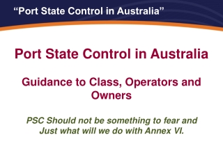 “Port State  Control in  Australia”