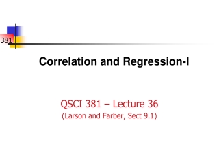 Correlation and Regression-I