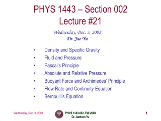 PHYS 1443 – Section 002 Lecture #21