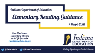 Rose  Tomishima Elementary Literacy  and ELA Specialist rtomishima@doe