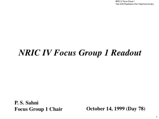 NRIC IV Focus Group 1 Readout