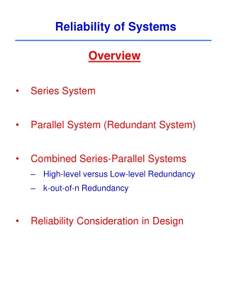 Reliability of Systems