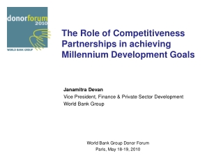 The Role of Competitiveness Partnerships in achieving Millennium Development Goals