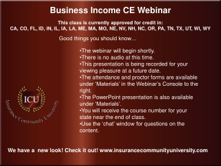 Business Income CE Webinar