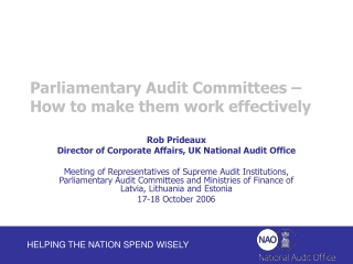 Parliamentary Audit Committees – How to make them work effectively