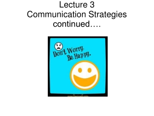 Lecture 3 Communication Strategies continued….