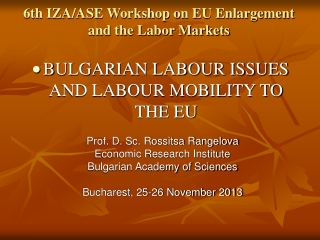 6th IZA/ASE Workshop on EU Enlargement and the Labor Markets