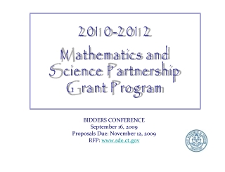 BIDDERS CONFERENCE September 16, 2009 Proposals Due: November 12, 2009 RFP:  sde.ct