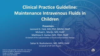 Clinical Practice Guideline:  Maintenance Intravenous Fluids in Children