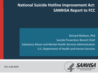 National Suicide Hotline  Improvement Act: SAMHSA Report to FCC