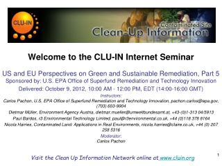 Welcome to the CLU-IN Internet Seminar