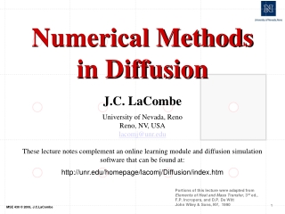 Numerical Methods in Diffusion