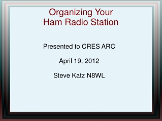 Organizing Your  Ham Radio Station