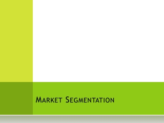 Market Segmentation