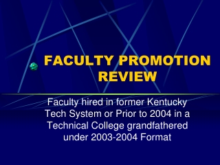 FACULTY PROMOTION REVIEW