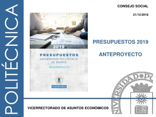 PRESUPUESTOS 2019 ANTEPROYECTO