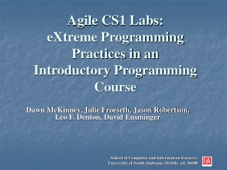 Agile CS1 Labs:   eXtreme Programming  Practices in an  Introductory Programming Course