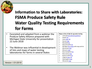 Maps or lists of labs for ag water testing Colorado  lab selection guidance Hawaii  list