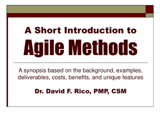 A Short Introduction to Agile Methods