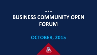 BUSINESS COMMUNITY OPEN FORUM OCTOBER, 2015