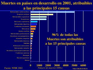 Muertes en países en desarrollo en 2001, atribuibles a las principales 15 causas