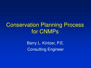 Conservation Planning Process for CNMPs