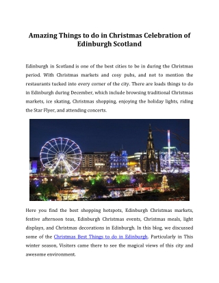 Amazing Things to do in Christmas Celebration of Edinburgh Scotland