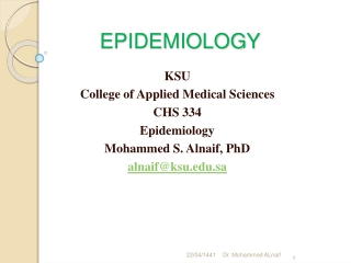 EPIDEMIOLOGY