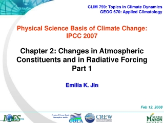 Physical Science Basis of  Climate Change :  IPCC 2007