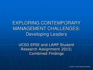 EXPLORING CONTEMPORARY MANAGEMENT CHALLENGES: Developing Leaders