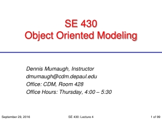 SE 430  Object Oriented Modeling