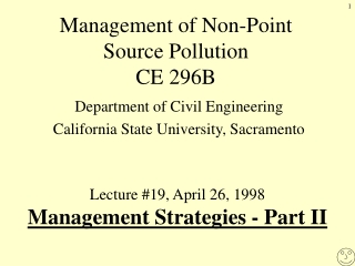 Management of Non-Point Source Pollution CE 296B