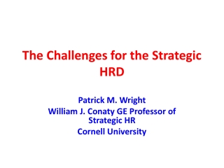 The Challenges for the Strategic HRD